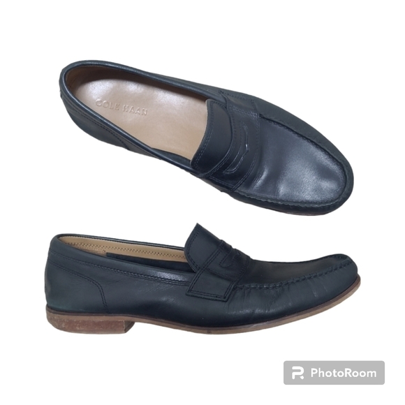 Cole Haan Matt Black Leather Penny Loafers Size Men's 10 M C21294 - Picture 1 of 14